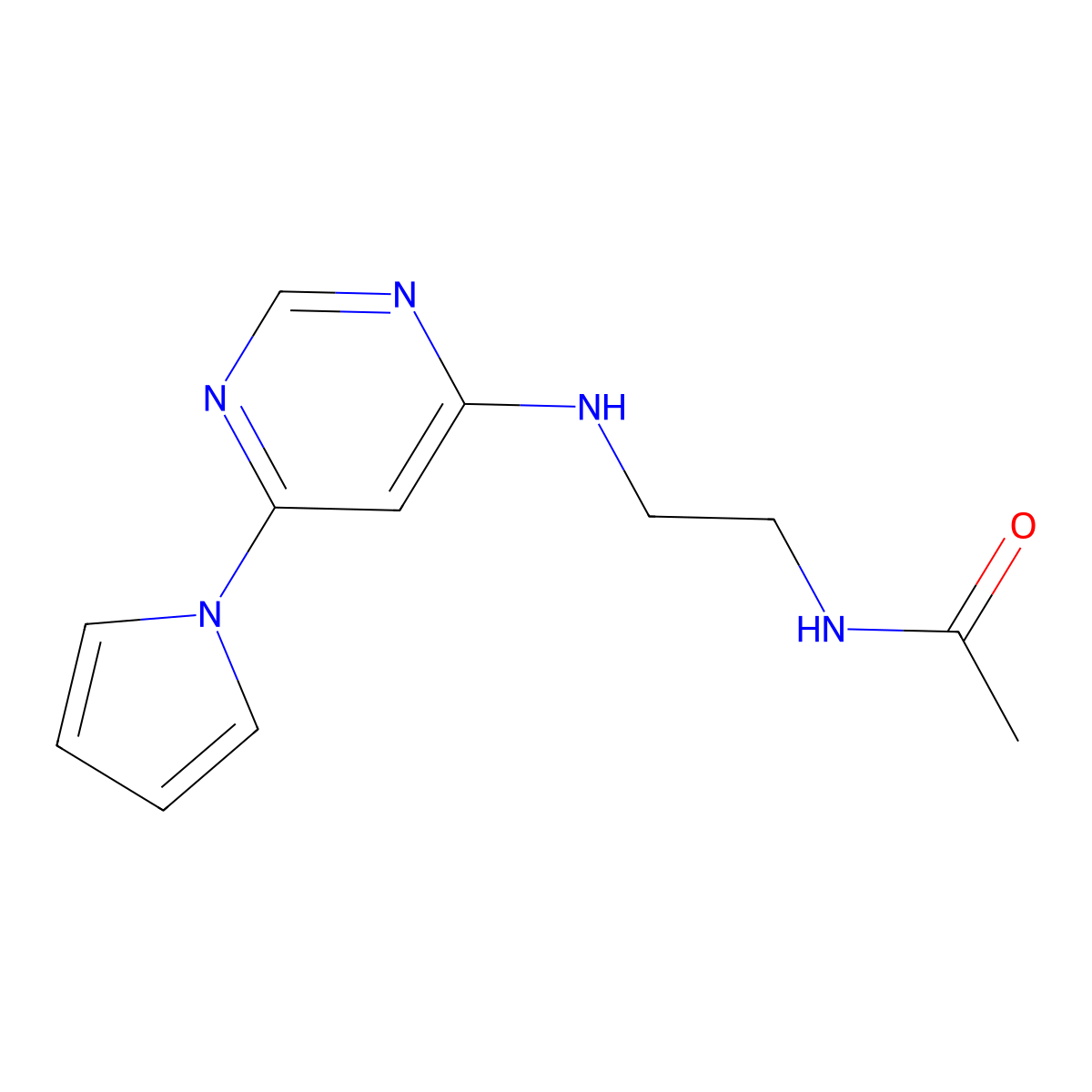 N-(2-{[6-(1H-pyrrol-1-yl)pyrimidin-4-yl]amino}ethyl)acetamide molecular structure, CAS 1396584-46-5