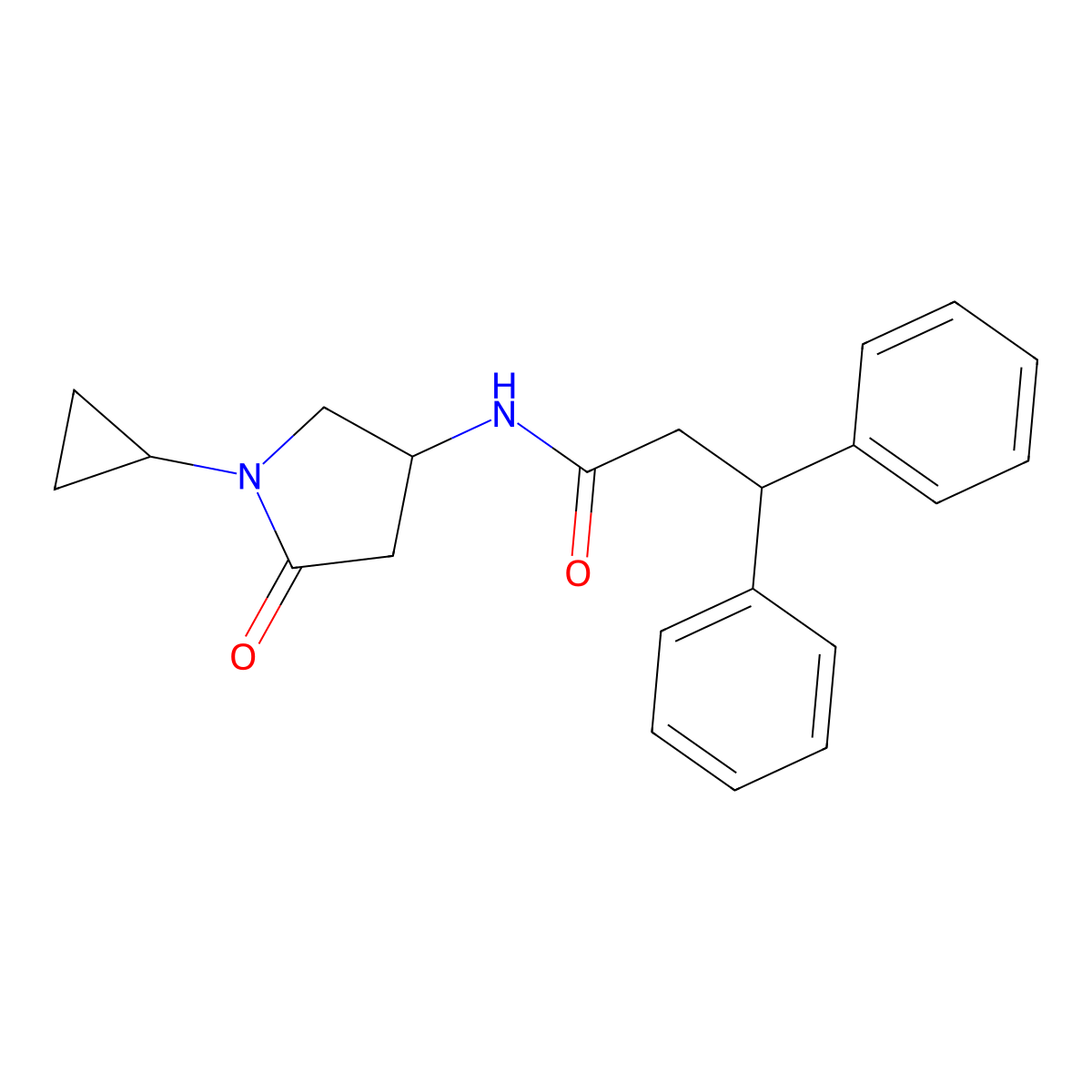 N-(1-cyclopropyl-5-oxopyrrolidin-3-yl)-3,3-diphenylpropanamide molecular structure, CAS 1396584-47-6