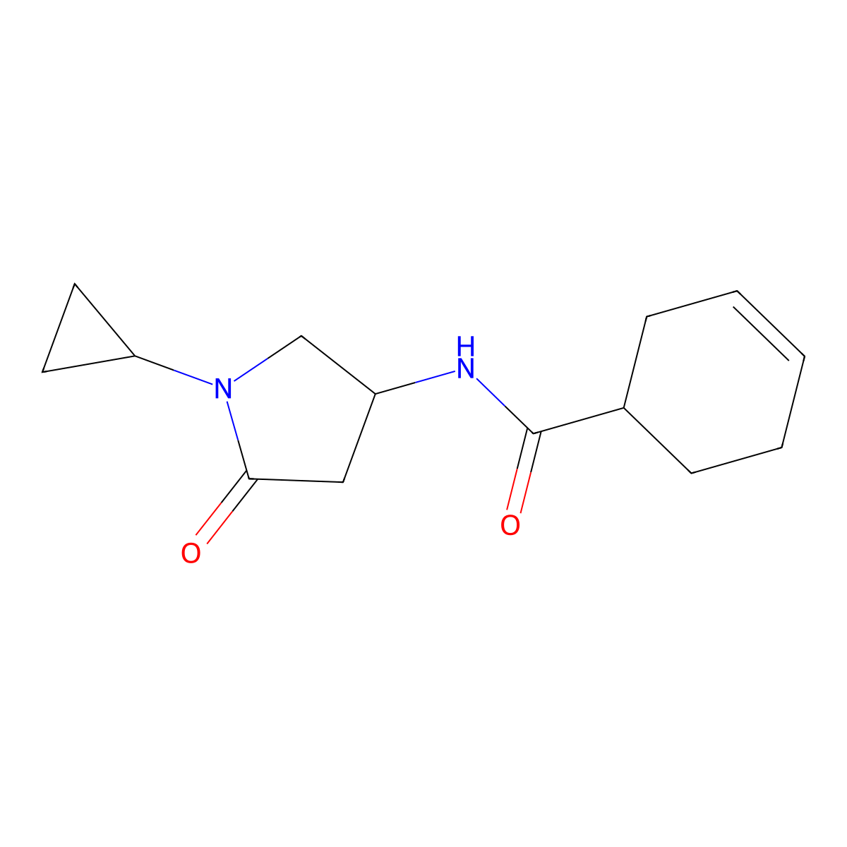 N-(1-cyclopropyl-5-oxopyrrolidin-3-yl)cyclohex-3-ene-1-carboxamide molecular structure, CAS 1396624-68-2