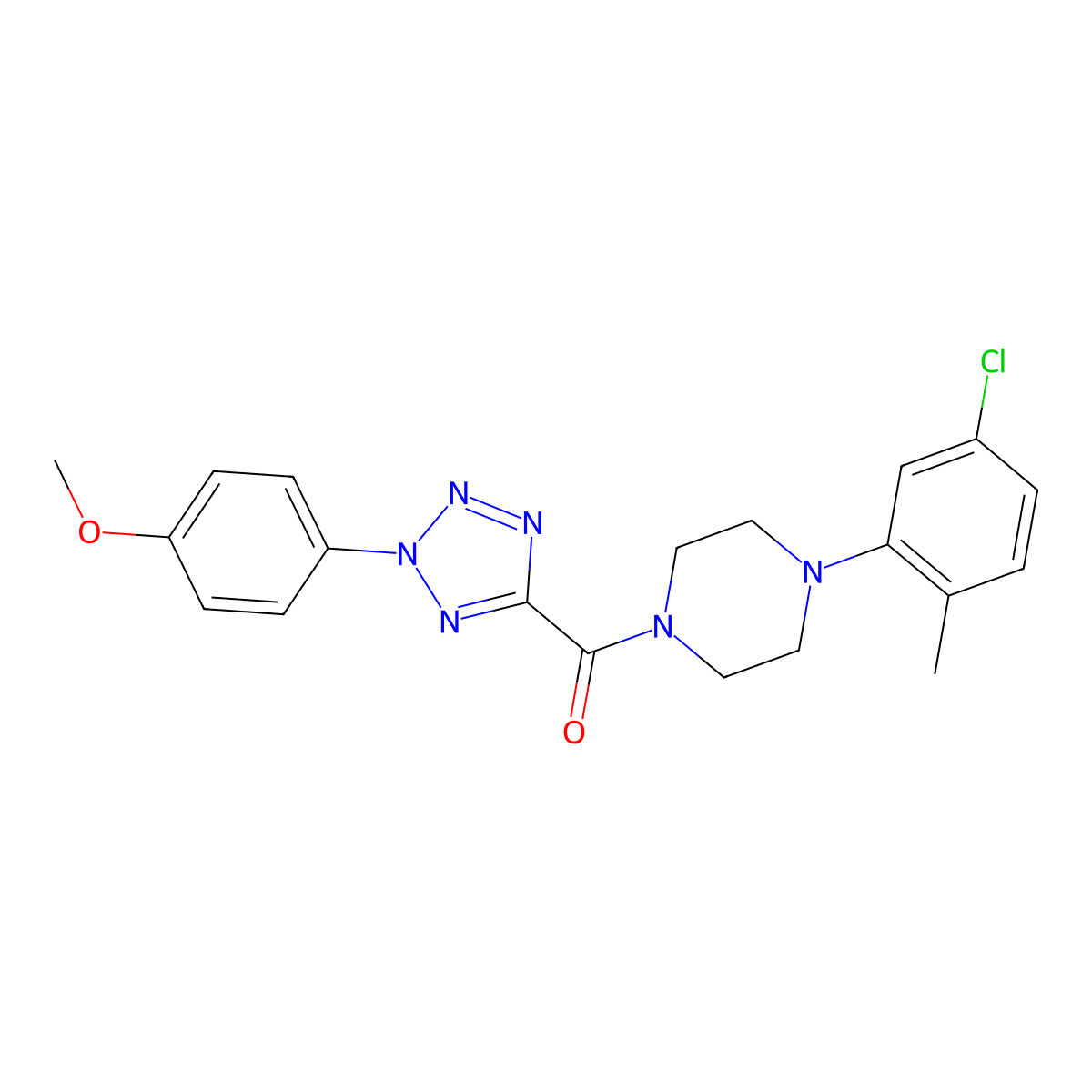 (4-(5-chloro-2-methylphenyl)piperazin-1-yl)(2-(4-methoxyphenyl)-2H-tetrazol-5-yl)methanone molecular structure, CAS 1396624-83-1
