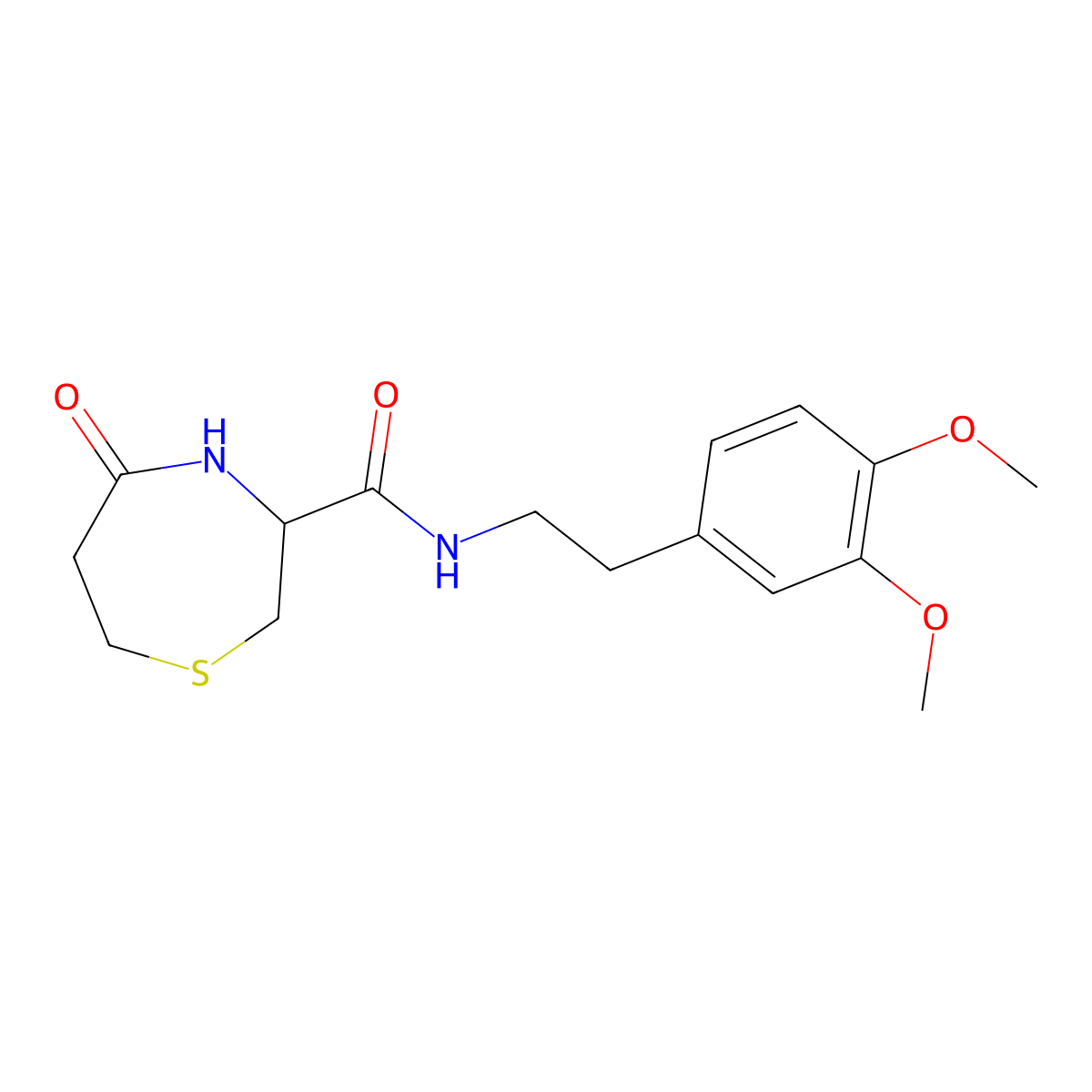 N-(3,4-dimethoxyphenethyl)-5-oxo-1,4-thiazepane-3-carboxamide molecular structure, CAS 1396624-84-2