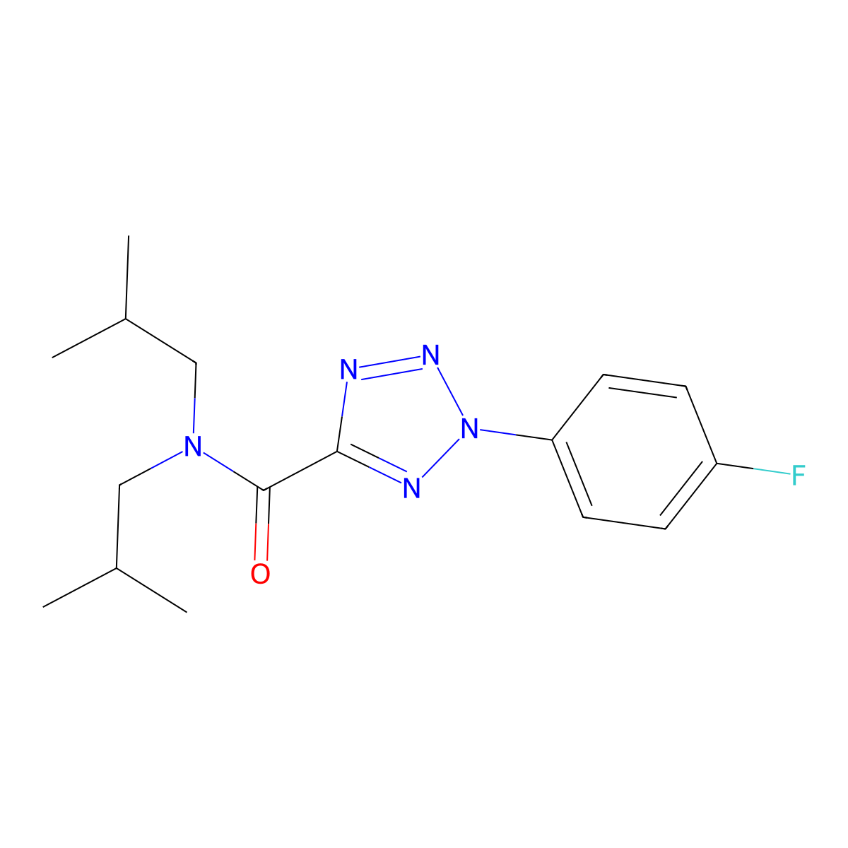 2-(4-fluorophenyl)-N,N-diisobutyl-2H-tetrazole-5-carboxamide molecular structure, CAS 1396625-02-7
