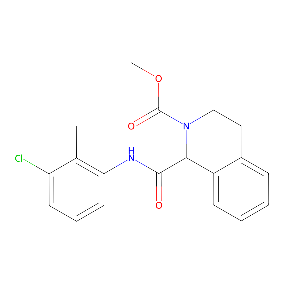 methyl 1-((3-chloro-2-methylphenyl)carbamoyl)-3,4-dihydroisoquinoline-2(1H)-carboxylate molecular structure, CAS 1396625-05-0