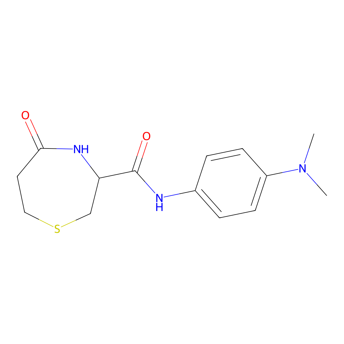 N-[4-(dimethylamino)phenyl]-5-oxo-1,4-thiazepane-3-carboxamide molecular structure, CAS 1396625-07-2