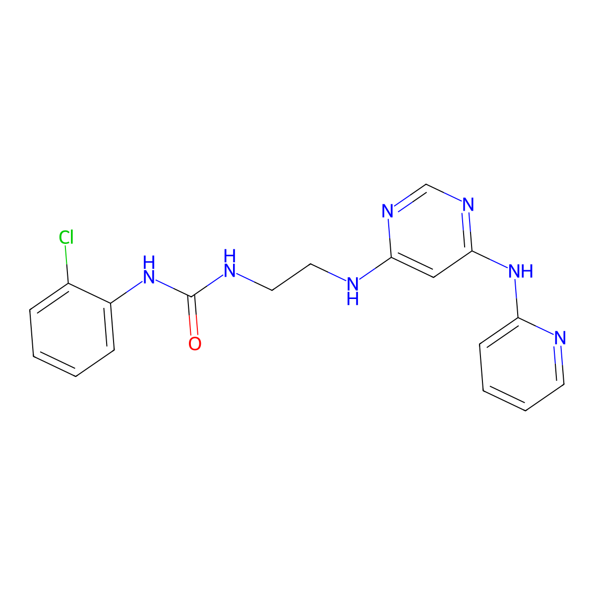 1-(2-Chlorophenyl)-3-(2-((6-(pyridin-2-ylamino)pyrimidin-4-yl)amino)ethyl)urea molecular structure, CAS 1396625-23-2