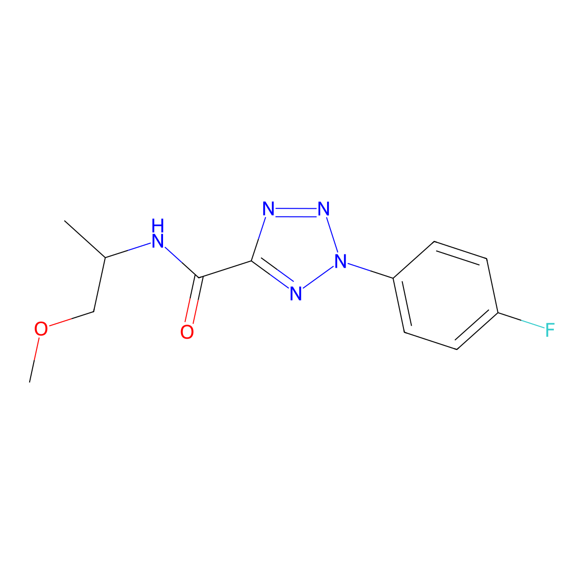 2-(4-fluorophenyl)-N-(1-methoxypropan-2-yl)-2H-tetrazole-5-carboxamide molecular structure, CAS 1396625-25-4