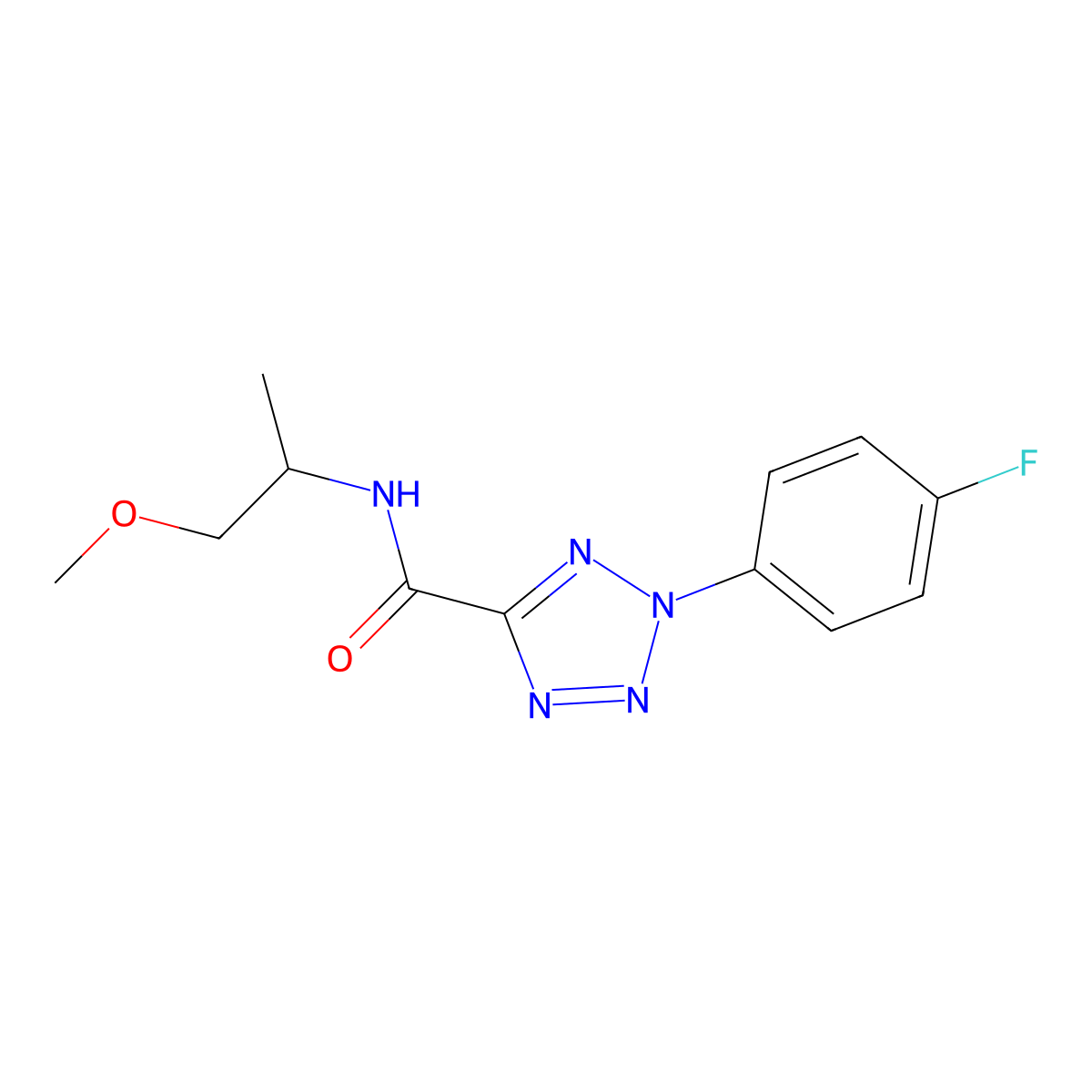 2-(4-fluorophenyl)-N-(1-methoxypropan-2-yl)-2H-tetrazole-5-carboxamide molecular structure, CAS 1396625-25-4