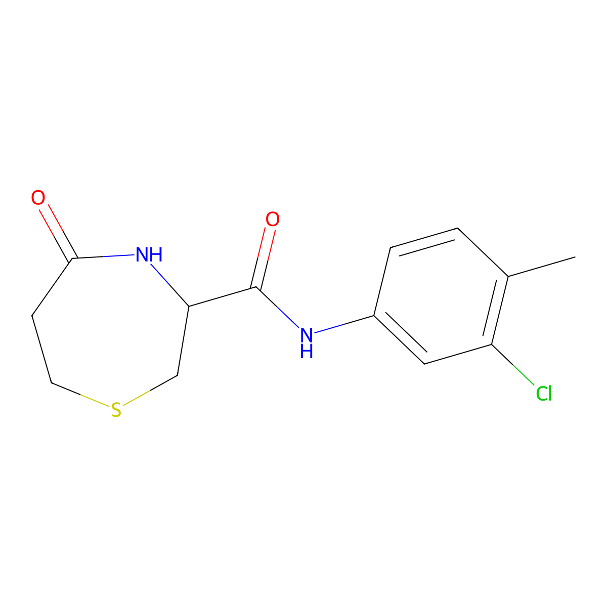N-(3-chloro-4-methylphenyl)-5-oxo-1,4-thiazepane-3-carboxamide molecular structure, CAS 1396625-36-7