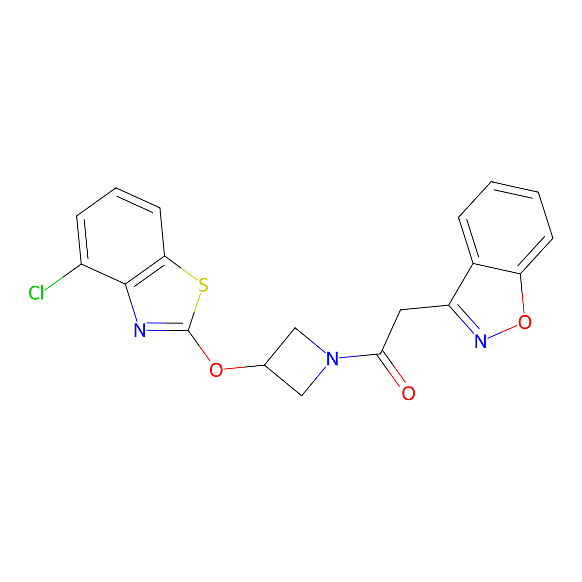 2-(Benzo[d]isoxazol-3-yl)-1-(3-((4-chlorobenzo[d]thiazol-2-yl)oxy)azetidin-1-yl)ethanone molecular structure, CAS 1396625-43-6