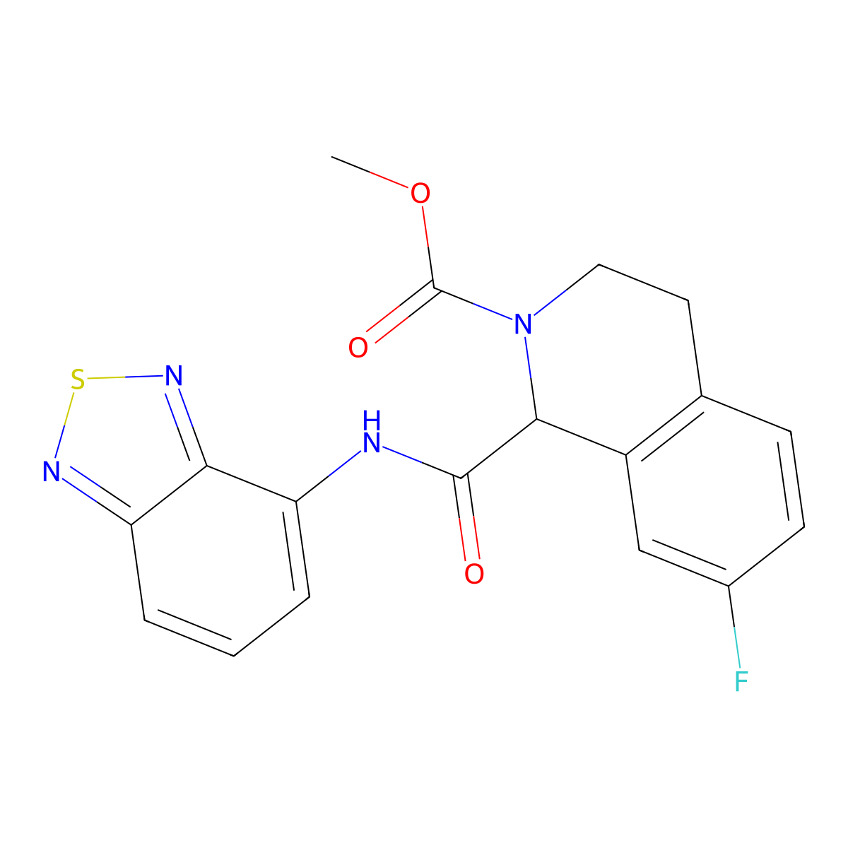 Methyl 1-[(2,1,3-benzothiadiazol-4-yl)carbamoyl]-7-fluoro-1,2,3,4-tetrahydroisoquinoline-2-carboxylate molecular structure, CAS 1396625-46-9
