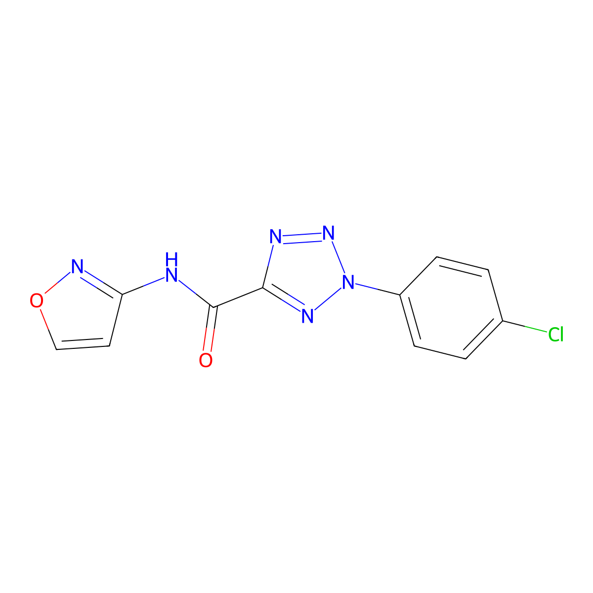 2-(4-chlorophenyl)-N-(isoxazol-3-yl)-2H-tetrazole-5-carboxamide molecular structure, CAS 1396625-48-1