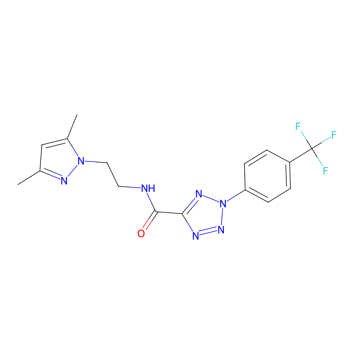 N-[2-(3,5-dimethyl-1H-pyrazol-1-yl)ethyl]-2-[4-(trifluoromethyl)phenyl]-2H-1,2,3,4-tetrazole-5-carboxamide molecular structure, CAS 1396625-68-5