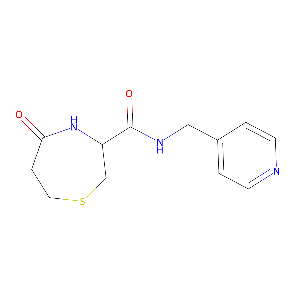 5-oxo-N-(pyridin-4-ylmethyl)-1,4-thiazepane-3-carboxamide molecular structure, CAS 1396625-74-3