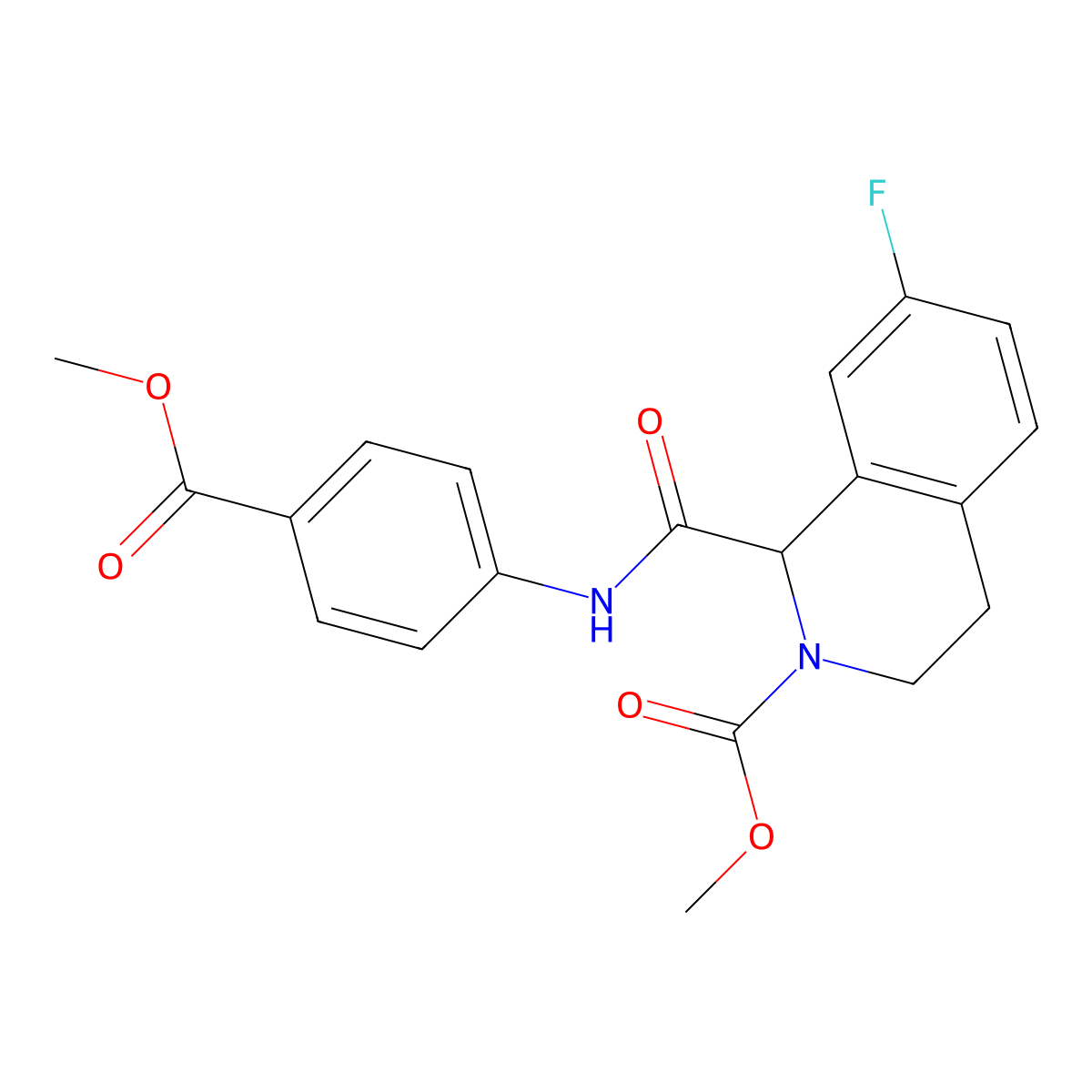 Methyl 7-fluoro-1-{[4-(methoxycarbonyl)phenyl]carbamoyl}-1,2,3,4-tetrahydroisoquinoline-2-carboxylate molecular structure, CAS 1396625-75-4