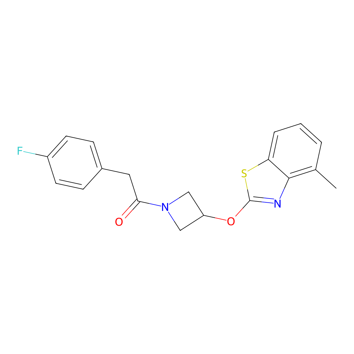 2-(4-Fluorophenyl)-1-(3-((4-methylbenzo[d]thiazol-2-yl)oxy)azetidin-1-yl)ethanone molecular structure, CAS 1396625-76-5