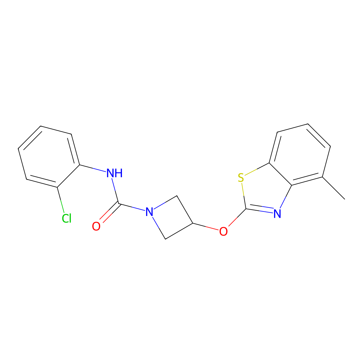 N-(2-chlorophenyl)-3-((4-methylbenzo[d]thiazol-2-yl)oxy)azetidine-1-carboxamide molecular structure, CAS 1396626-19-9