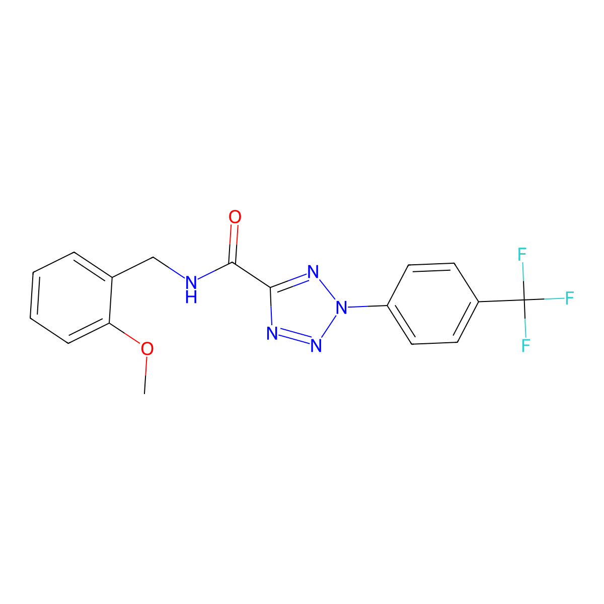 N-(2-methoxybenzyl)-2-(4-(trifluoromethyl)phenyl)-2H-tetrazole-5-carboxamide molecular structure, CAS 1396626-41-7