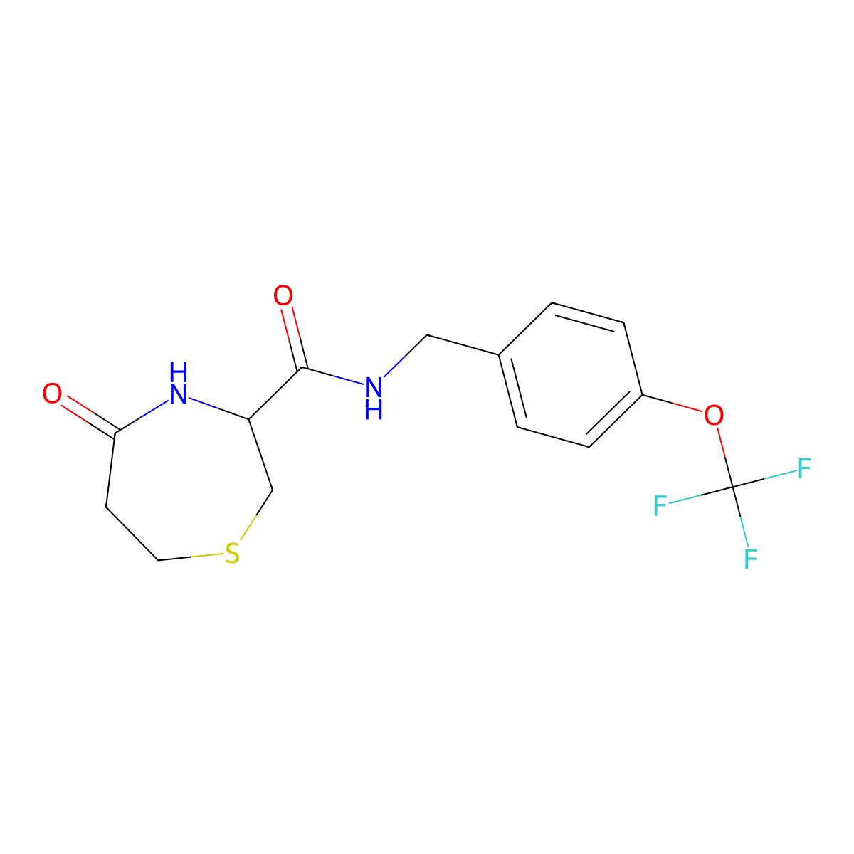 5-oxo-N-(4-(trifluoromethoxy)benzyl)-1,4-thiazepane-3-carboxamide molecular structure, CAS 1396626-42-8