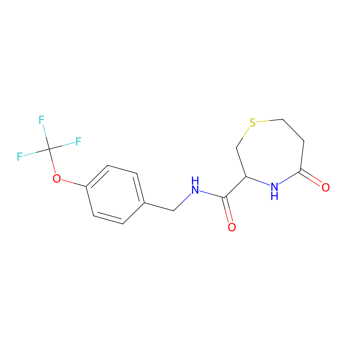 5-oxo-N-(4-(trifluoromethoxy)benzyl)-1,4-thiazepane-3-carboxamide molecular structure, CAS 1396626-42-8