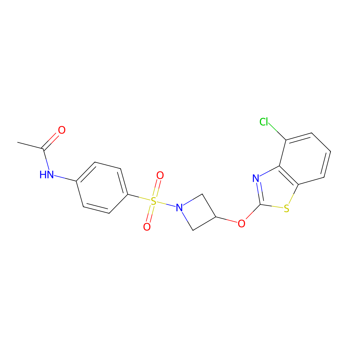 N-(4-((3-((4-chlorobenzo[d]thiazol-2-yl)oxy)azetidin-1-yl)sulfonyl)phenyl)acetamide molecular structure, CAS 1396626-60-0