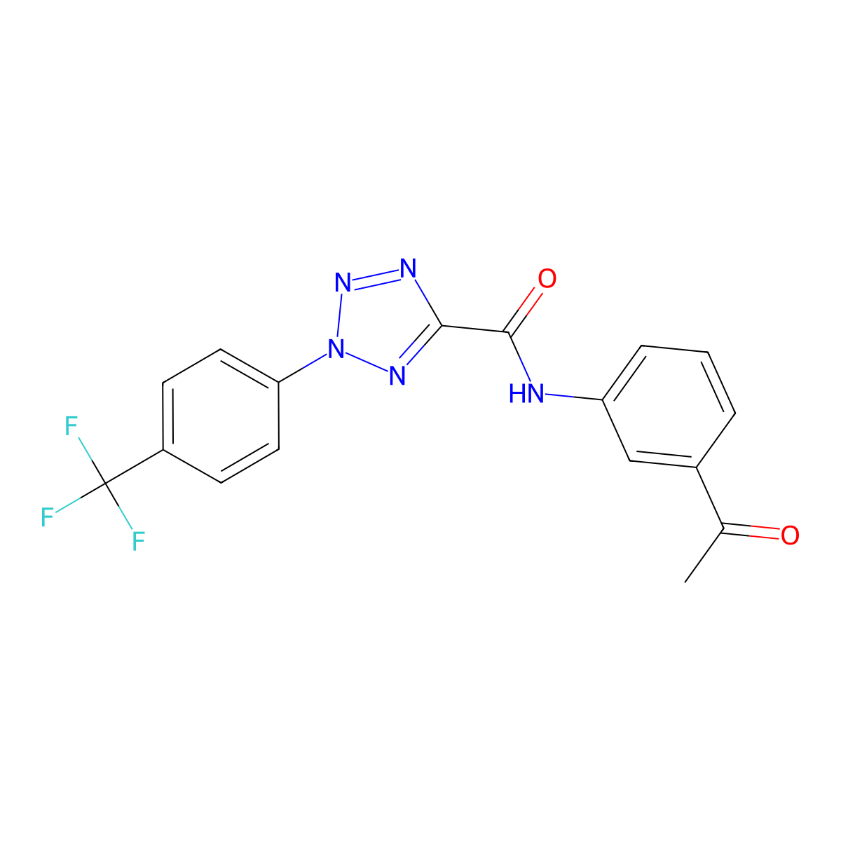 N-(3-acetylphenyl)-2-(4-(trifluoromethyl)phenyl)-2H-tetrazole-5-carboxamide molecular structure, CAS 1396626-64-4