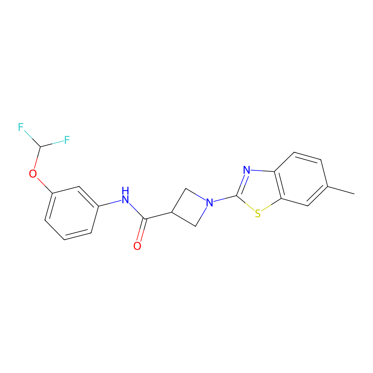 N-(3-(difluoromethoxy)phenyl)-1-(6-methylbenzo[d]thiazol-2-yl)azetidine-3-carboxamide molecular structure, CAS 1396626-74-6