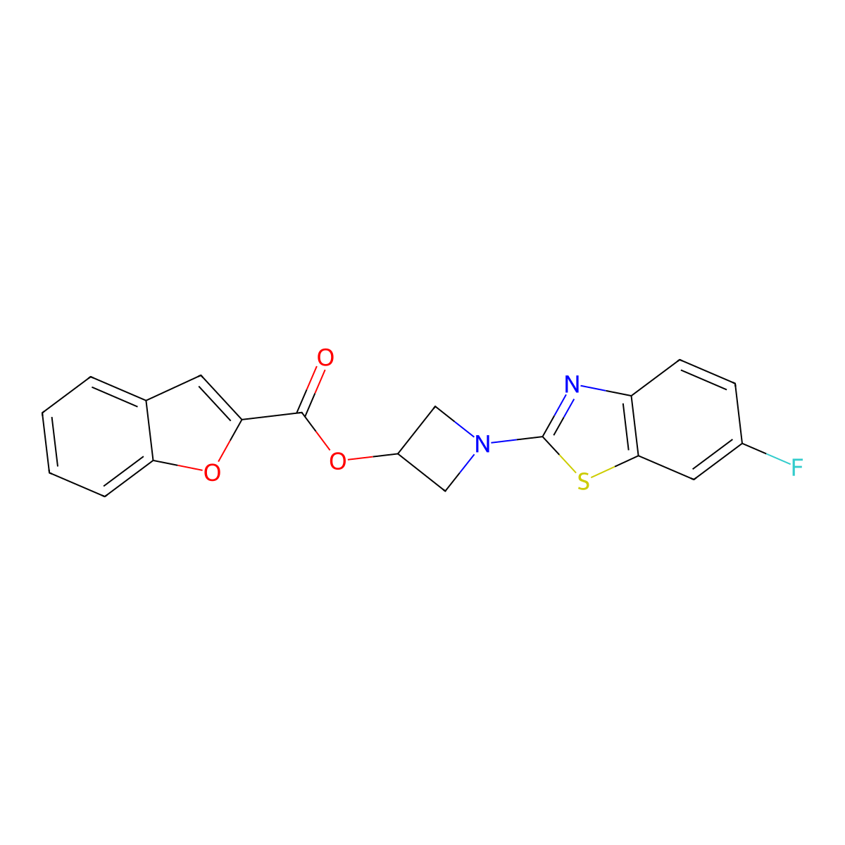 1-(6-Fluorobenzo[d]thiazol-2-yl)azetidin-3-yl benzofuran-2-carboxylate molecular structure, CAS 1396626-75-7