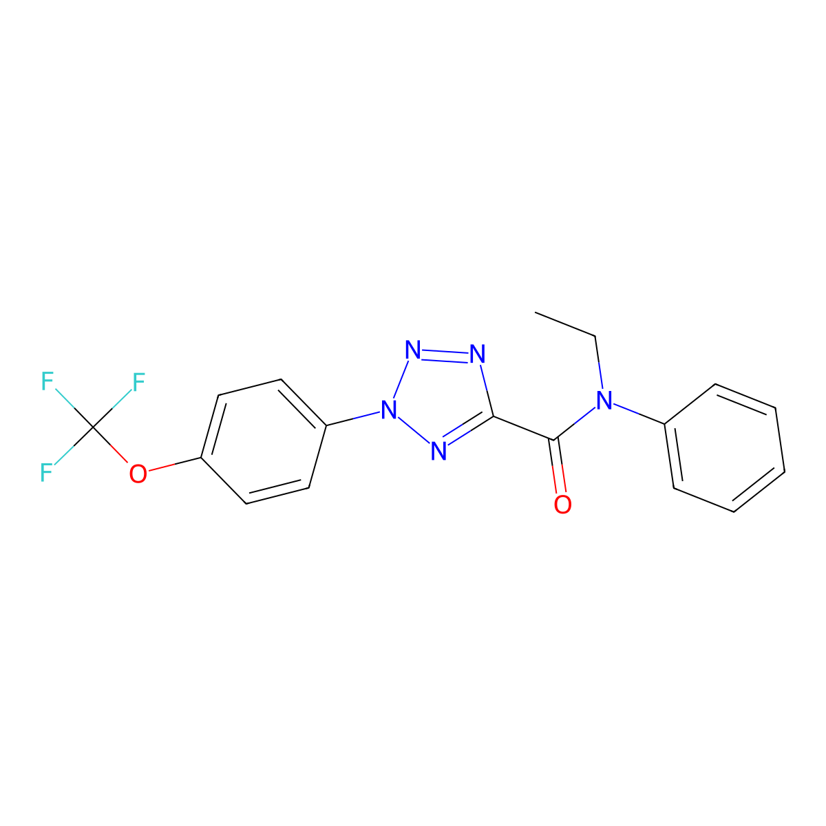N-ethyl-N-phenyl-2-(4-(trifluoromethoxy)phenyl)-2H-tetrazole-5-carboxamide molecular structure, CAS 1396627-02-3