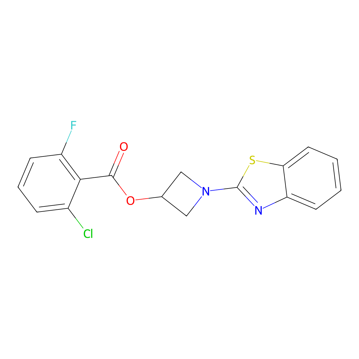 1-(Benzo[d]thiazol-2-yl)azetidin-3-yl 2-chloro-6-fluorobenzoate molecular structure, CAS 1396627-17-0