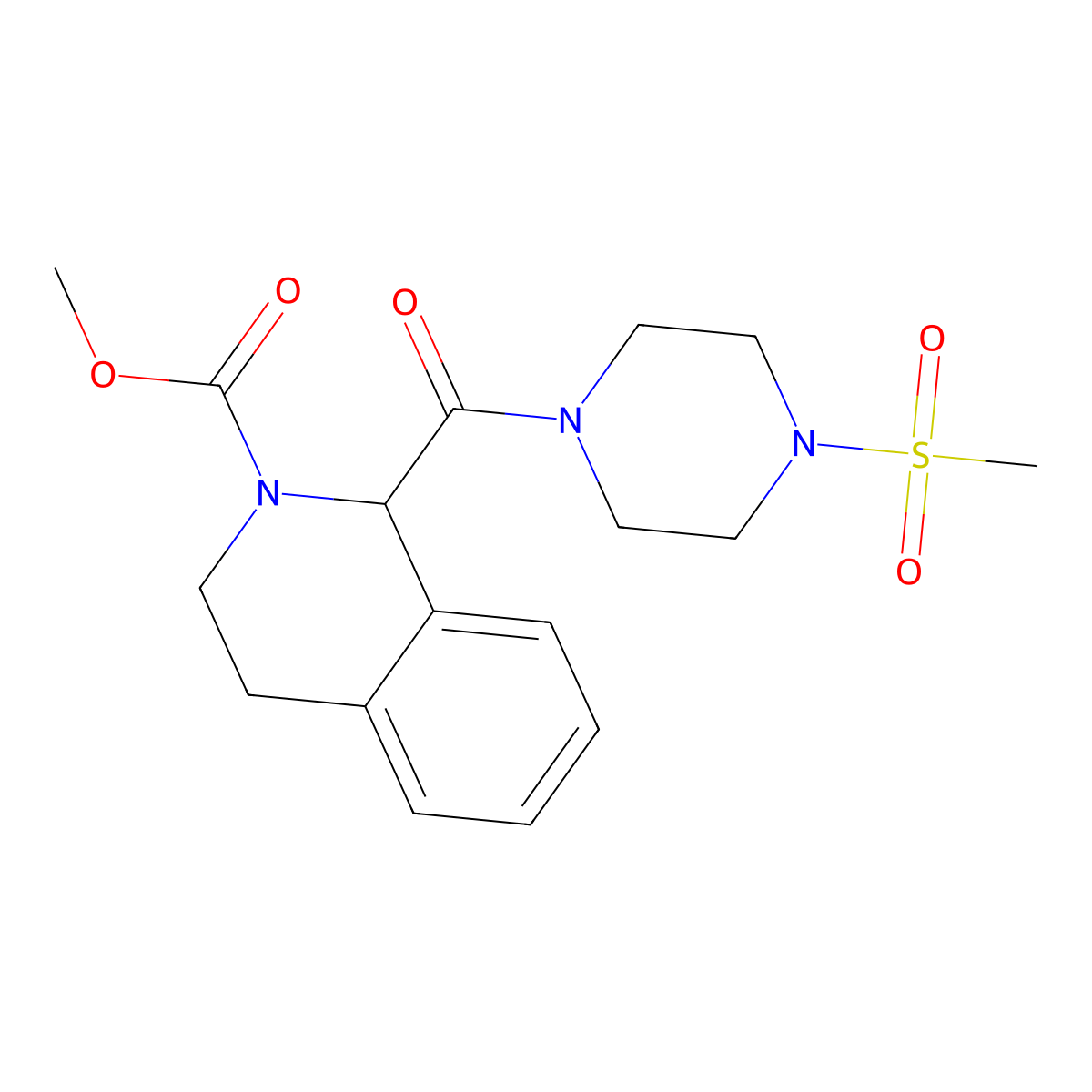methyl 1-(4-(methylsulfonyl)piperazine-1-carbonyl)-3,4-dihydroisoquinoline-2(1H)-carboxylate molecular structure, CAS 1396627-24-9