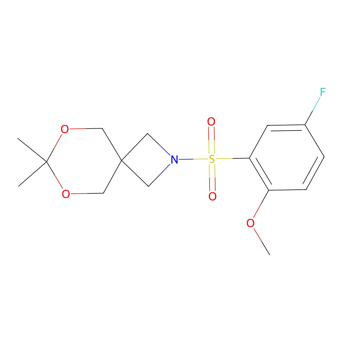2-((5-Fluoro-2-methoxyphenyl)sulfonyl)-7,7-dimethyl-6,8-dioxa-2-azaspiro[3.5]nonane molecular structure, CAS 1396627-50-1