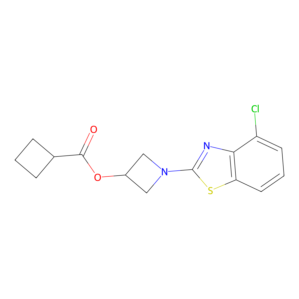 1-(4-Chlorobenzo[d]thiazol-2-yl)azetidin-3-yl cyclobutanecarboxylate molecular structure, CAS 1396627-56-7