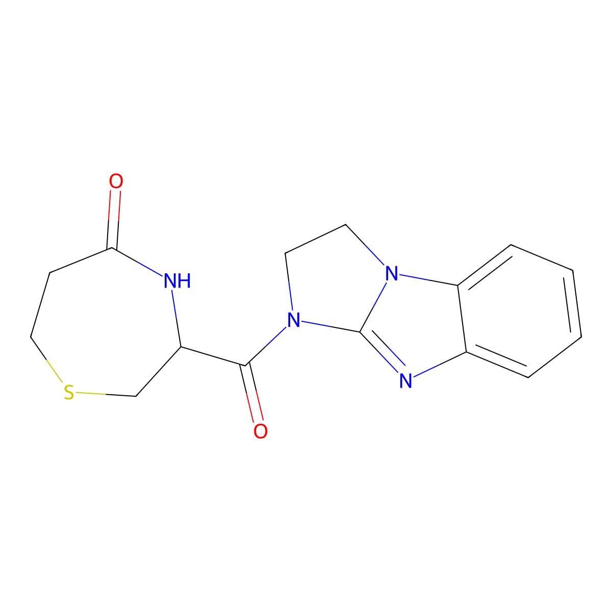 3-(2,3-dihydro-1H-benzo[d]imidazo[1,2-a]imidazole-1-carbonyl)-1,4-thiazepan-5-one molecular structure, CAS 1396627-63-6
