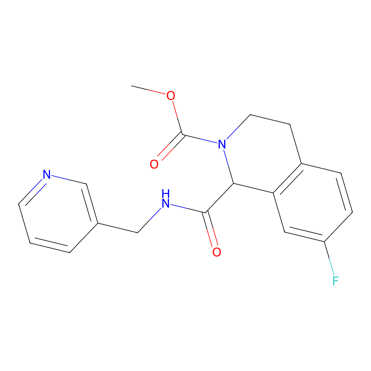 methyl 7-fluoro-1-((pyridin-3-ylmethyl)carbamoyl)-3,4-dihydroisoquinoline-2(1H)-carboxylate molecular structure, CAS 1396627-64-7