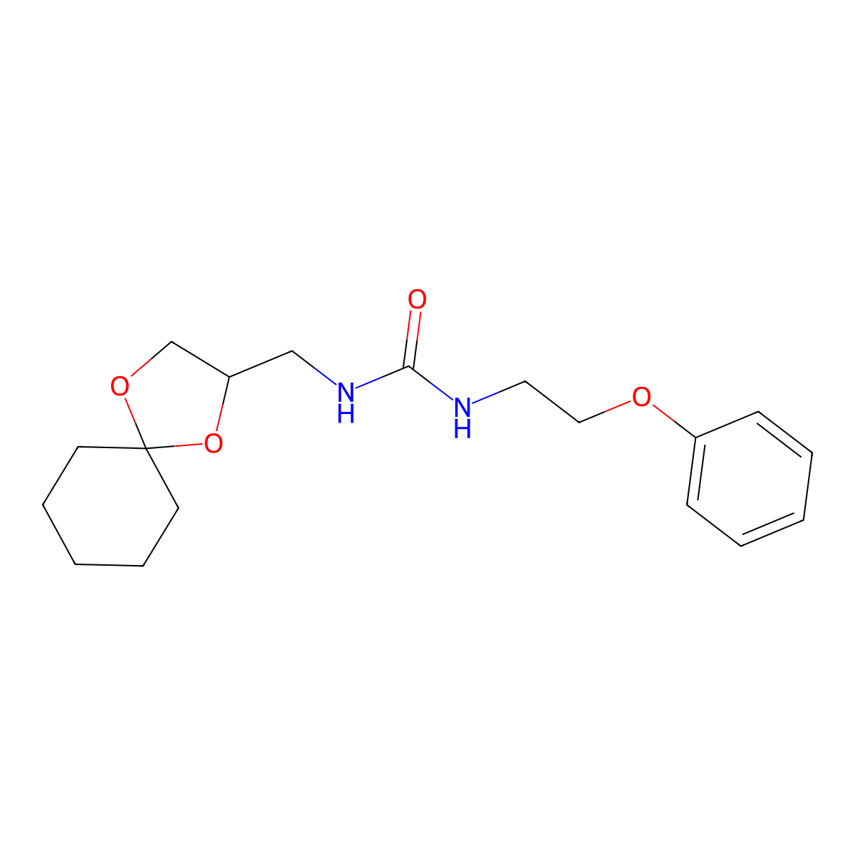 1-(1,4-Dioxaspiro[4.5]decan-2-ylmethyl)-3-(2-phenoxyethyl)urea molecular structure, CAS 1396627-71-6