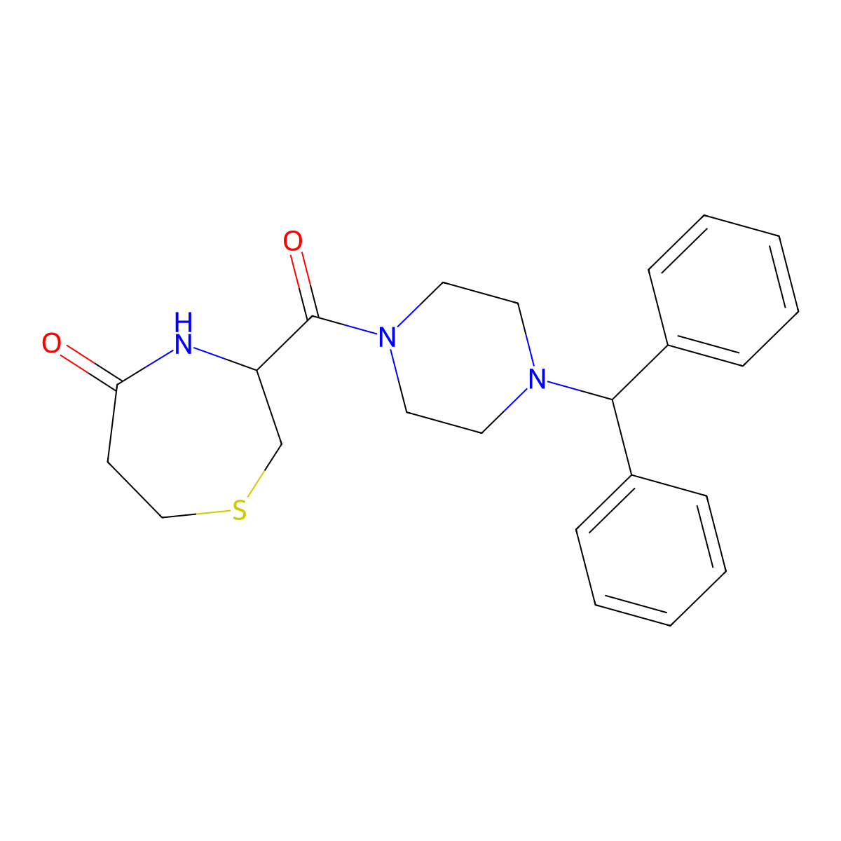 3-(4-Benzhydrylpiperazine-1-carbonyl)-1,4-thiazepan-5-one molecular structure, CAS 1396627-88-5