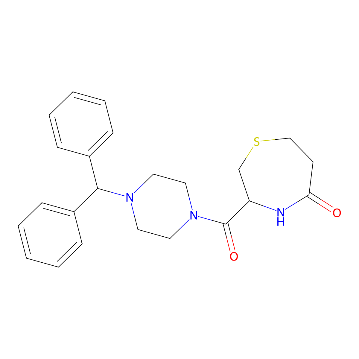 3-(4-Benzhydrylpiperazine-1-carbonyl)-1,4-thiazepan-5-one molecular structure, CAS 1396627-88-5
