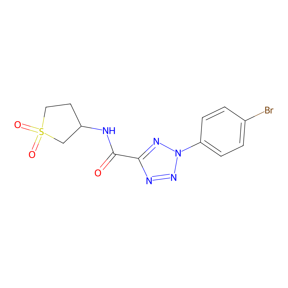 2-(4-bromophenyl)-N-(1,1-dioxidotetrahydrothiophen-3-yl)-2H-tetrazole-5-carboxamide molecular structure, CAS 1396627-92-1