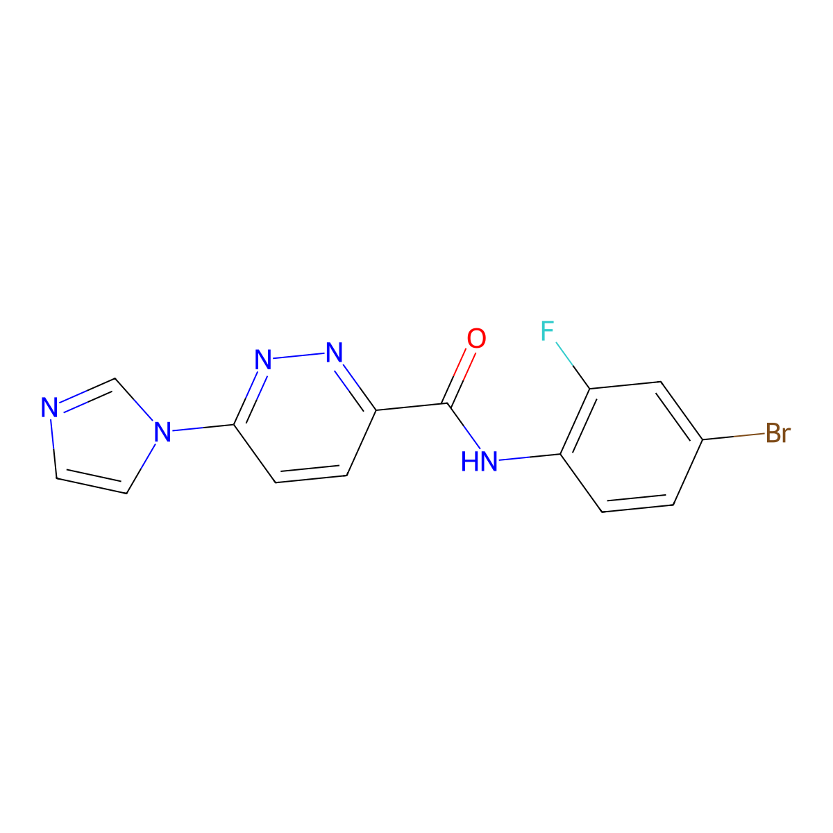 N-(4-bromo-2-fluorophenyl)-6-(1H-imidazol-1-yl)pyridazine-3-carboxamide molecular structure, CAS 1396628-16-2