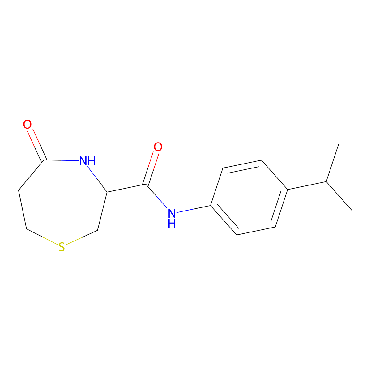 N-(4-isopropylphenyl)-5-oxo-1,4-thiazepane-3-carboxamide molecular structure, CAS 1396628-23-1
