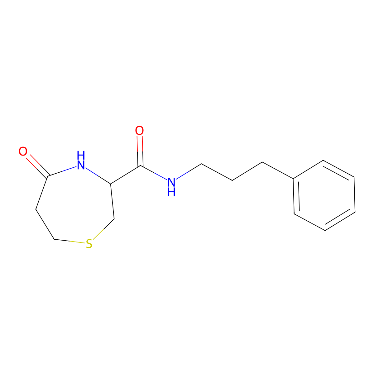 5-oxo-N-(3-phenylpropyl)-1,4-thiazepane-3-carboxamide molecular structure, CAS 1396628-26-4