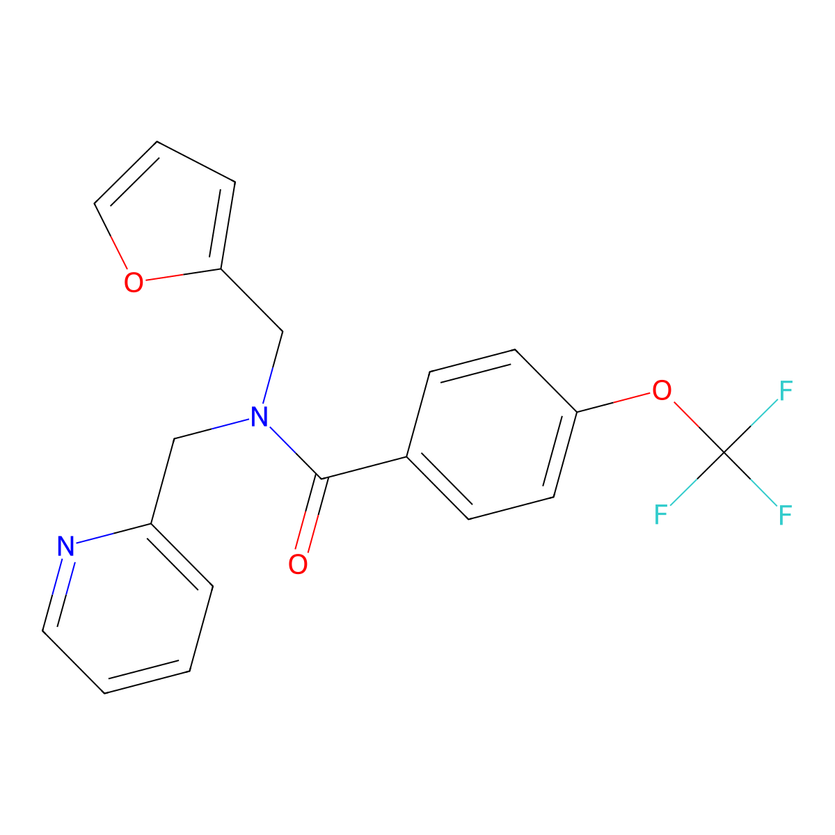 N-(furan-2-ylmethyl)-N-(pyridin-2-ylmethyl)-4-(trifluoromethoxy)benzamide molecular structure, CAS 1396628-31-1
