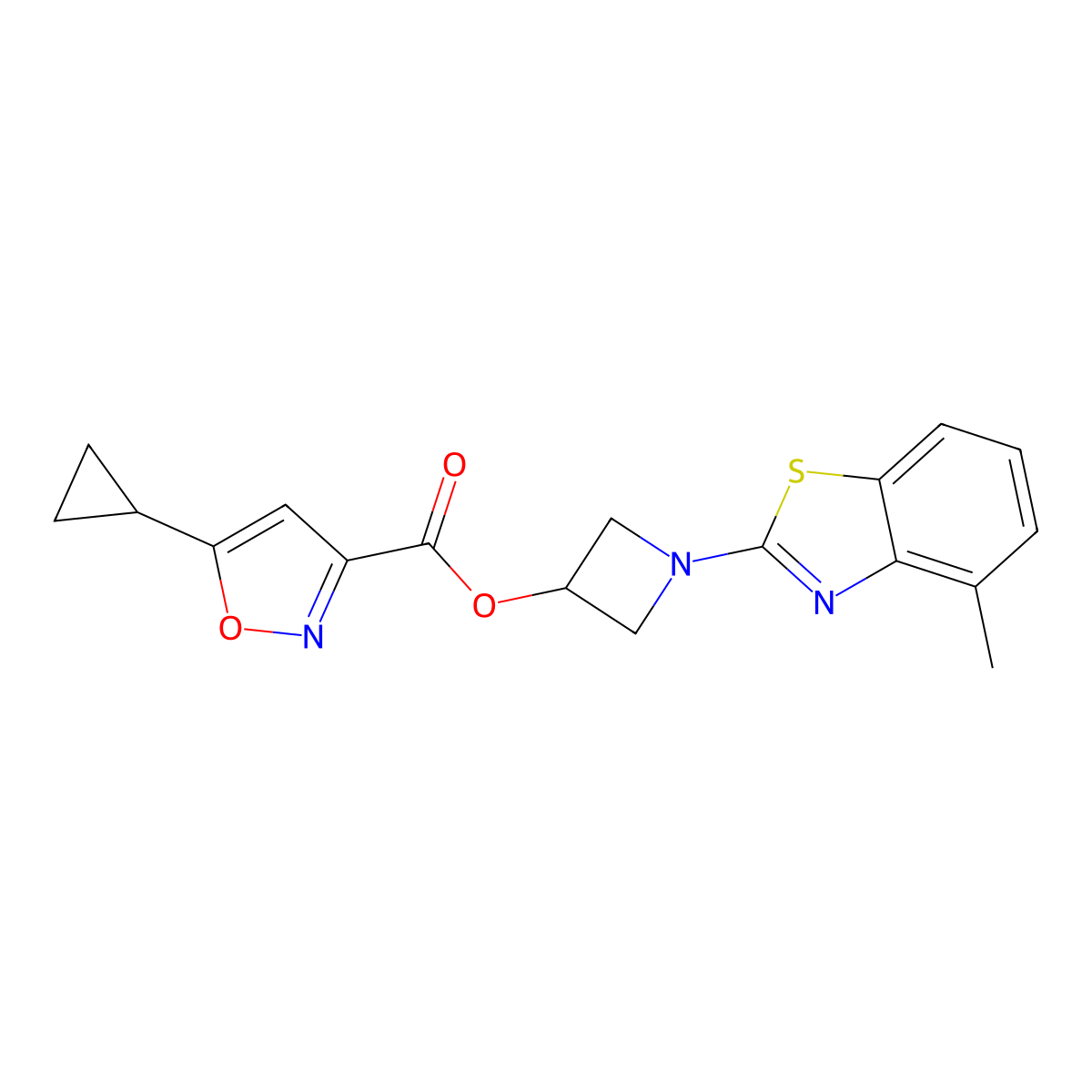 1-(4-Methylbenzo[d]thiazol-2-yl)azetidin-3-yl 5-cyclopropylisoxazole-3-carboxylate molecular structure, CAS 1396628-36-6