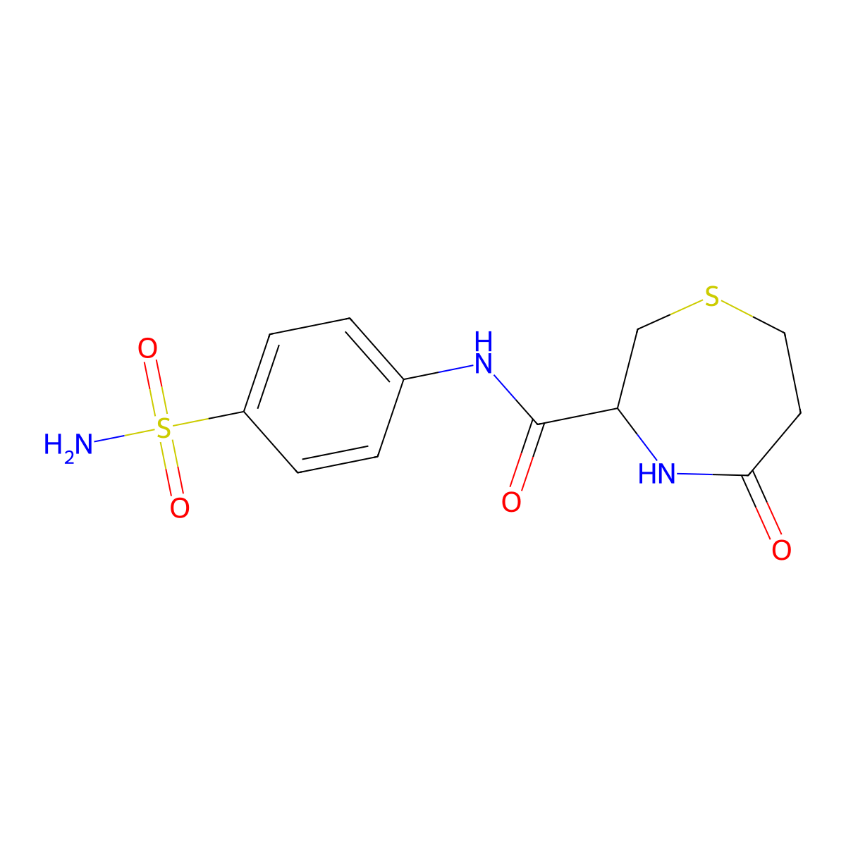 5-oxo-N-(4-sulfamoylphenyl)-1,4-thiazepane-3-carboxamide molecular structure, CAS 1396628-40-2