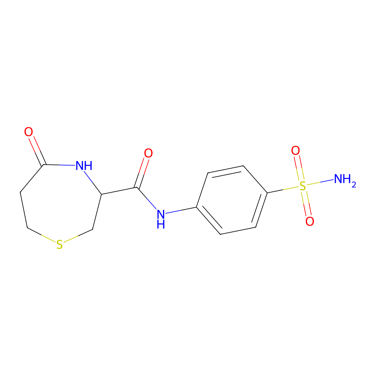 5-oxo-N-(4-sulfamoylphenyl)-1,4-thiazepane-3-carboxamide molecular structure, CAS 1396628-40-2