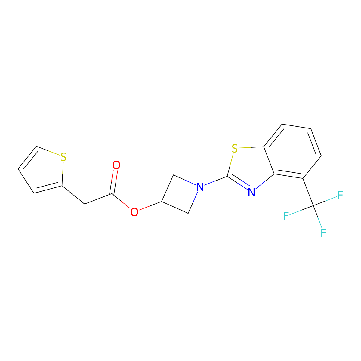 1-(4-(Trifluoromethyl)benzo[d]thiazol-2-yl)azetidin-3-yl 2-(thiophen-2-yl)acetate molecular structure, CAS 1396628-45-7