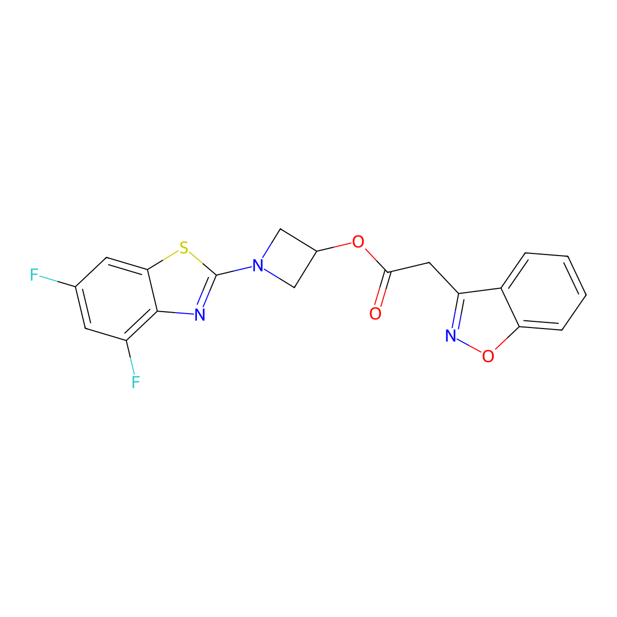 1-(4,6-Difluorobenzo[d]thiazol-2-yl)azetidin-3-yl 2-(benzo[d]isoxazol-3-yl)acetate molecular structure, CAS 1396628-61-7