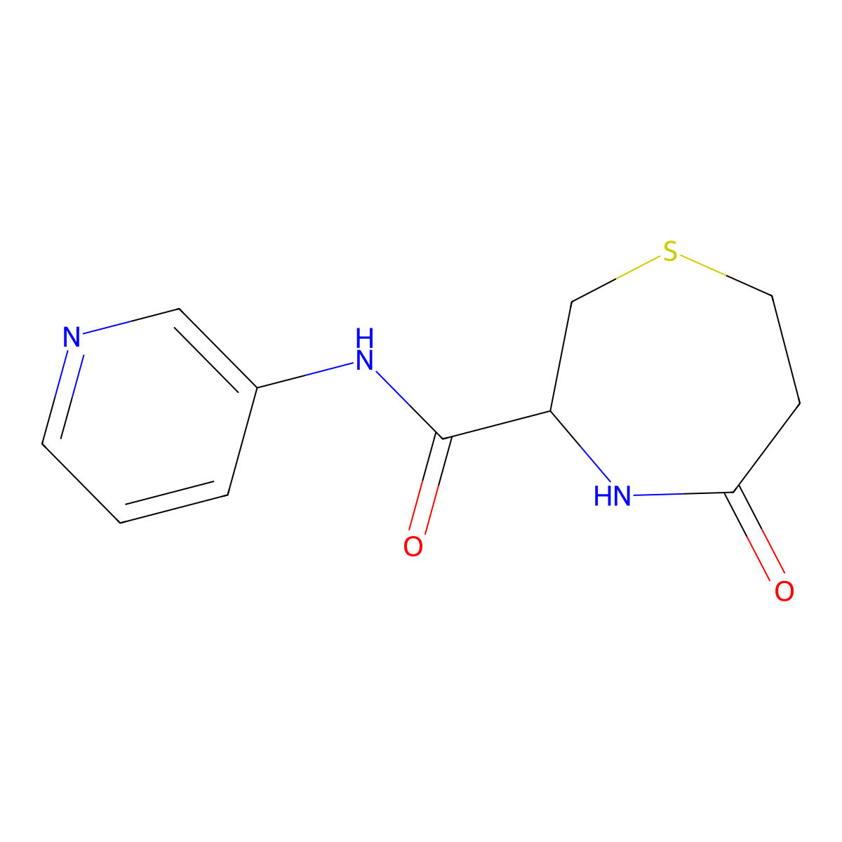 5-oxo-N-(pyridin-3-yl)-1,4-thiazepane-3-carboxamide molecular structure, CAS 1396628-71-9