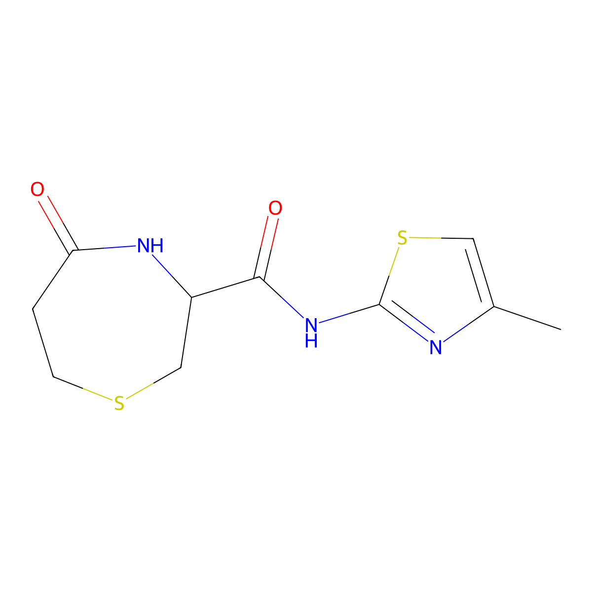 N-(4-methyl-1,3-thiazol-2-yl)-5-oxo-1,4-thiazepane-3-carboxamide molecular structure, CAS 1396628-93-5