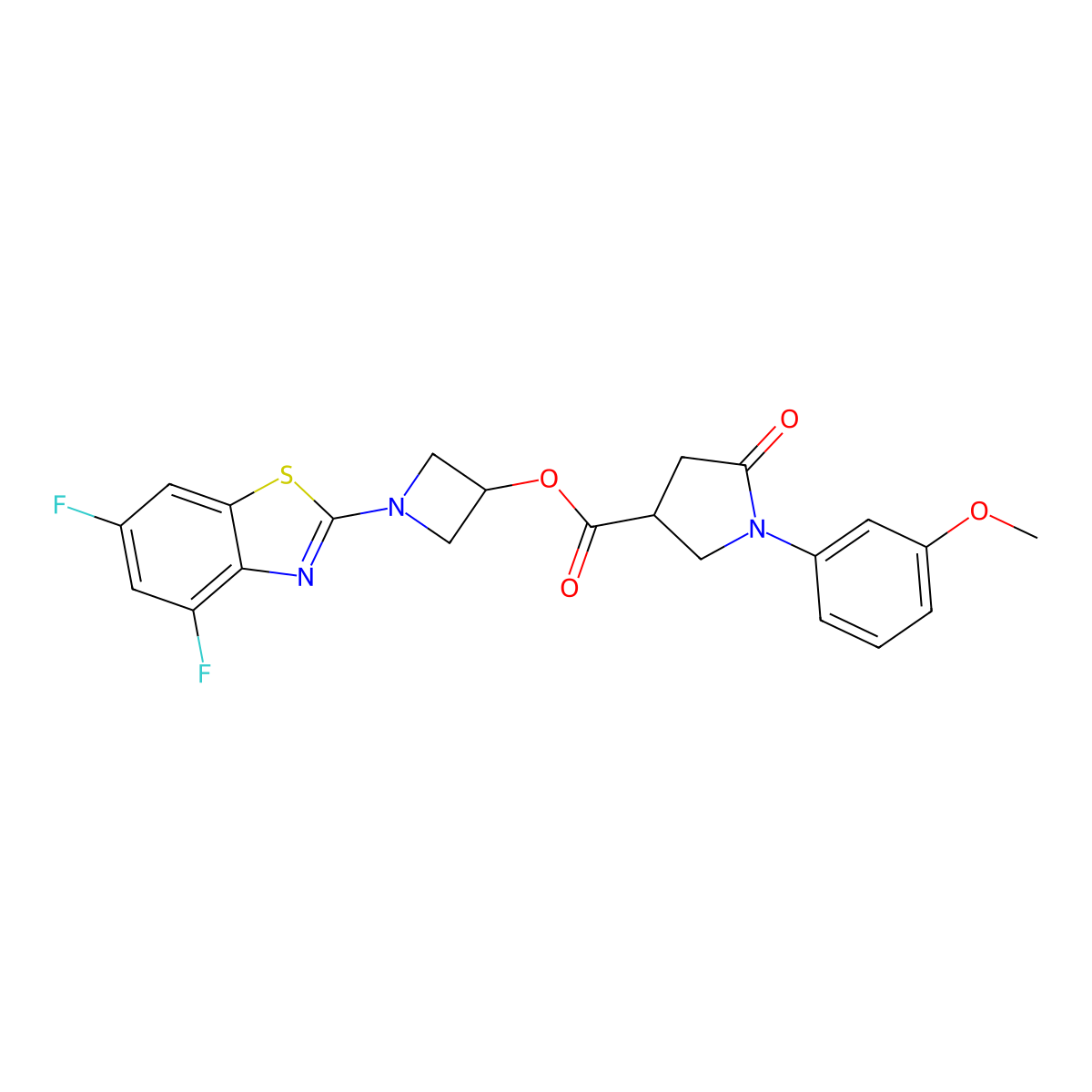 1-(4,6-Difluorobenzo[d]thiazol-2-yl)azetidin-3-yl 1-(3-methoxyphenyl)-5-oxopyrrolidine-3-carboxylate molecular structure, CAS 1396629-14-3
